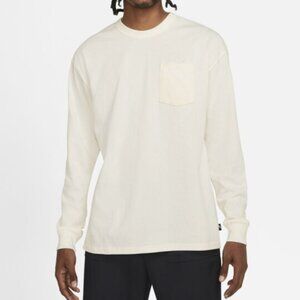 Nike Men's Sportswear Premium Essentials Long-Sleeve Pocket T-shirt Cream NWT L